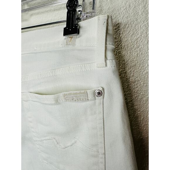 7 For All Mankind White Distressed Raw Hem Gwenevere Jeans 30 - Picture 11 of 16